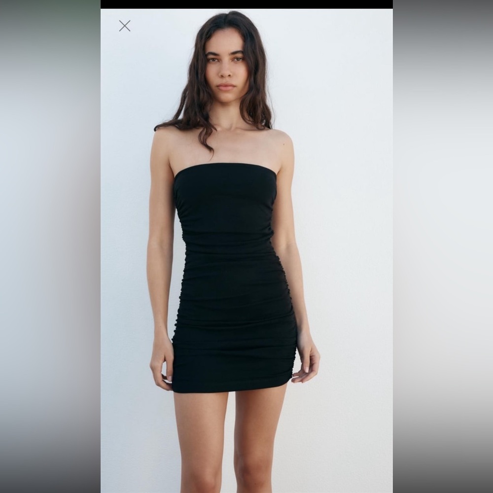 BRAND NEW Zara strapless black mini dress